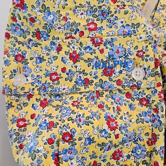 Ralph Lauren Small Crop Capri Cargo Pants Floral Drawstring Yellow Cottagecore - Picture 5 of 12